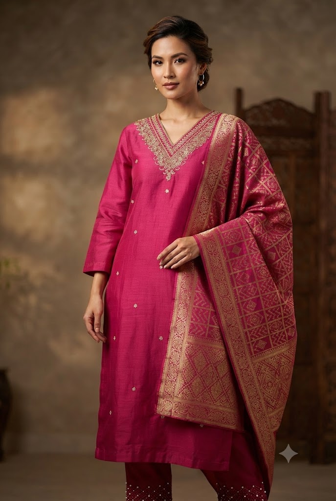 3Pc Silk Suit | Ready to Wear