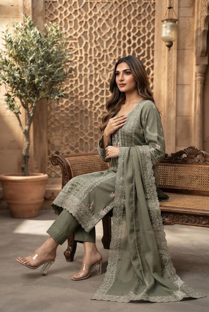 4Pc Chiffon Georgette Suit with Clutch | Ready to Wear - Image 2