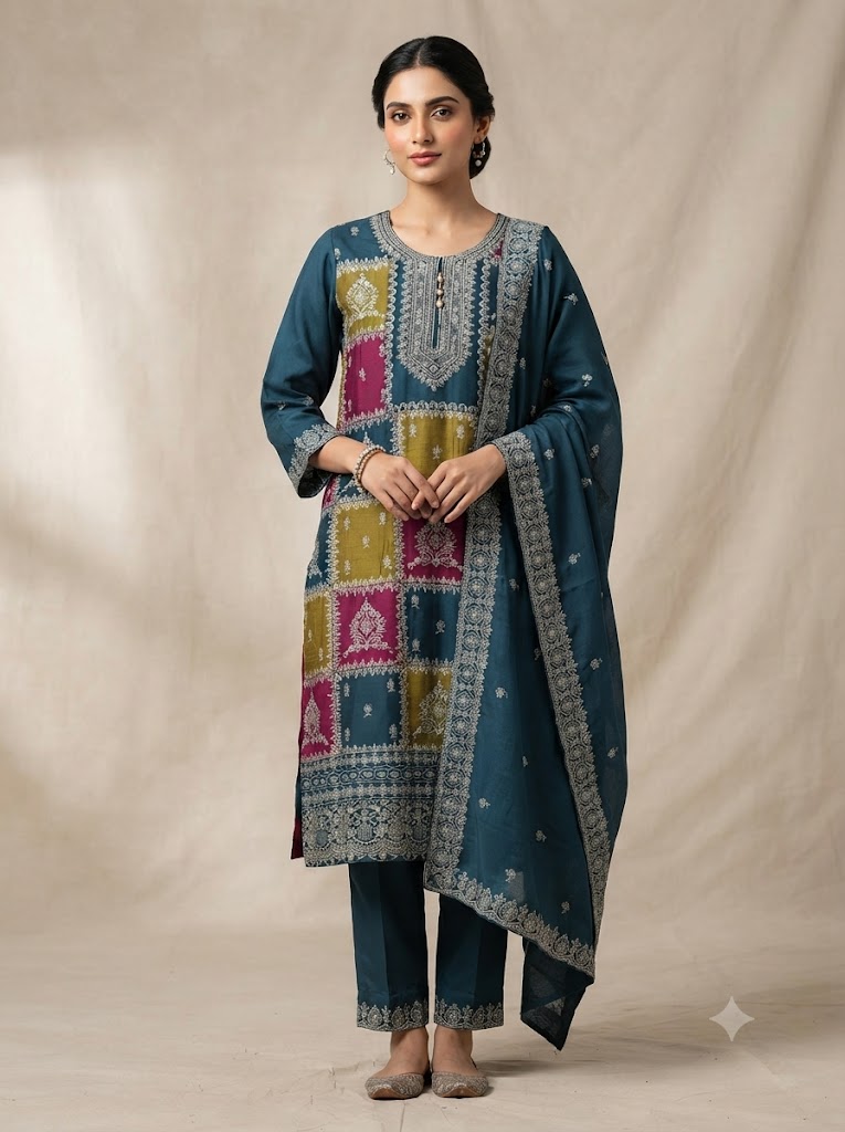 3Pc Chiffon Georgette Suit | Ready to Wear