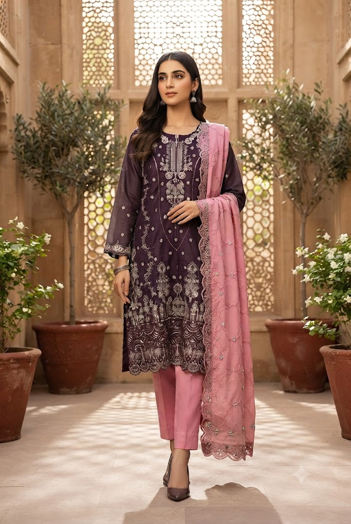 3Pc Chiffon Georgette Suit | Ready to Wear