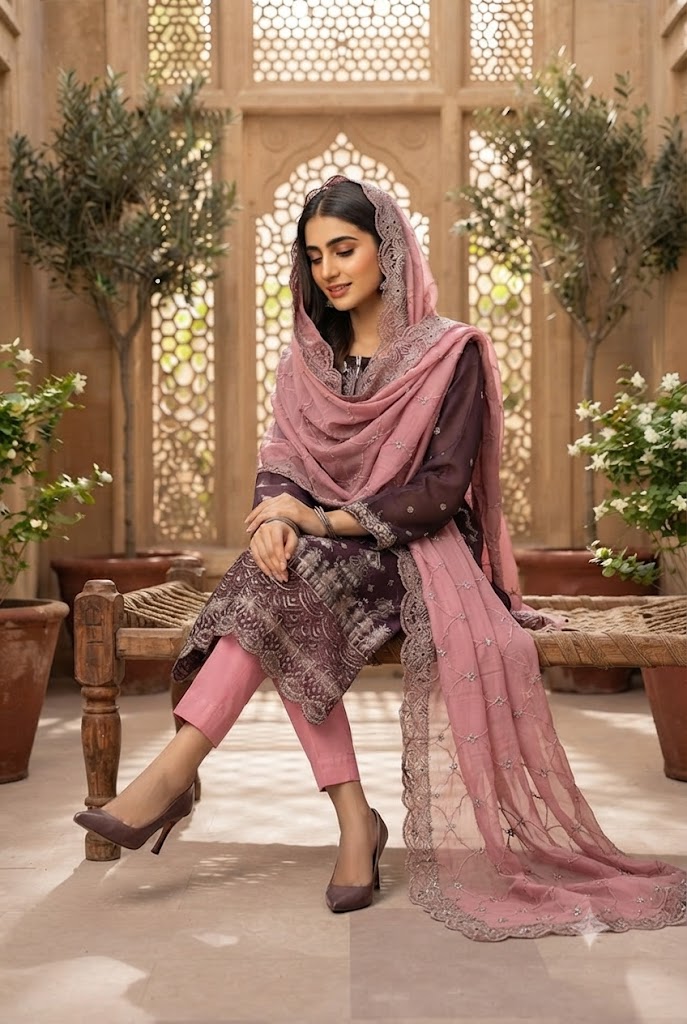 3Pc Chiffon Georgette Suit | Ready to Wear - Image 2