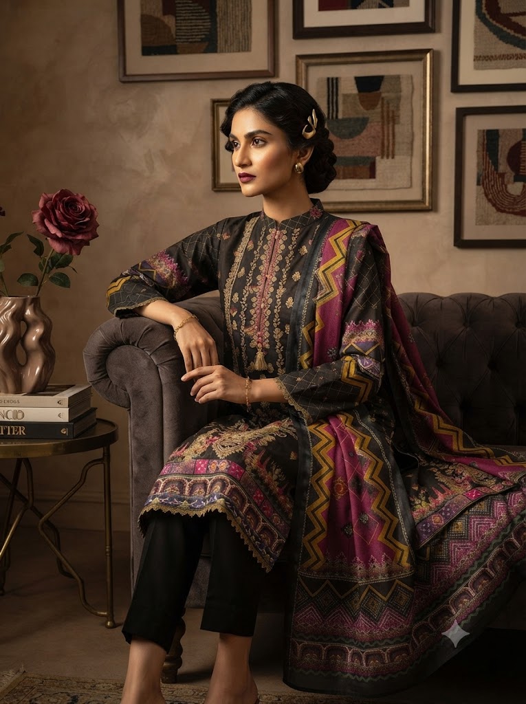 3Pc Lilen Cotton Suit | Ready to Wear - Image 2