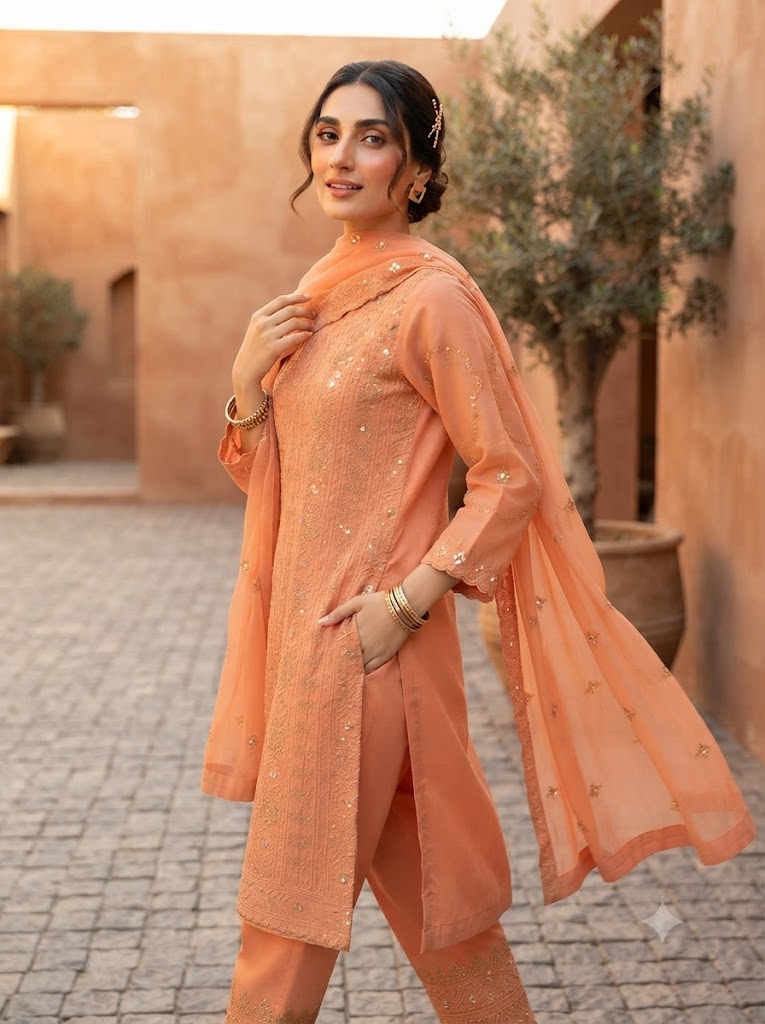 3Pc Chiffon Georgette Suit | Ready to Wear - Image 2