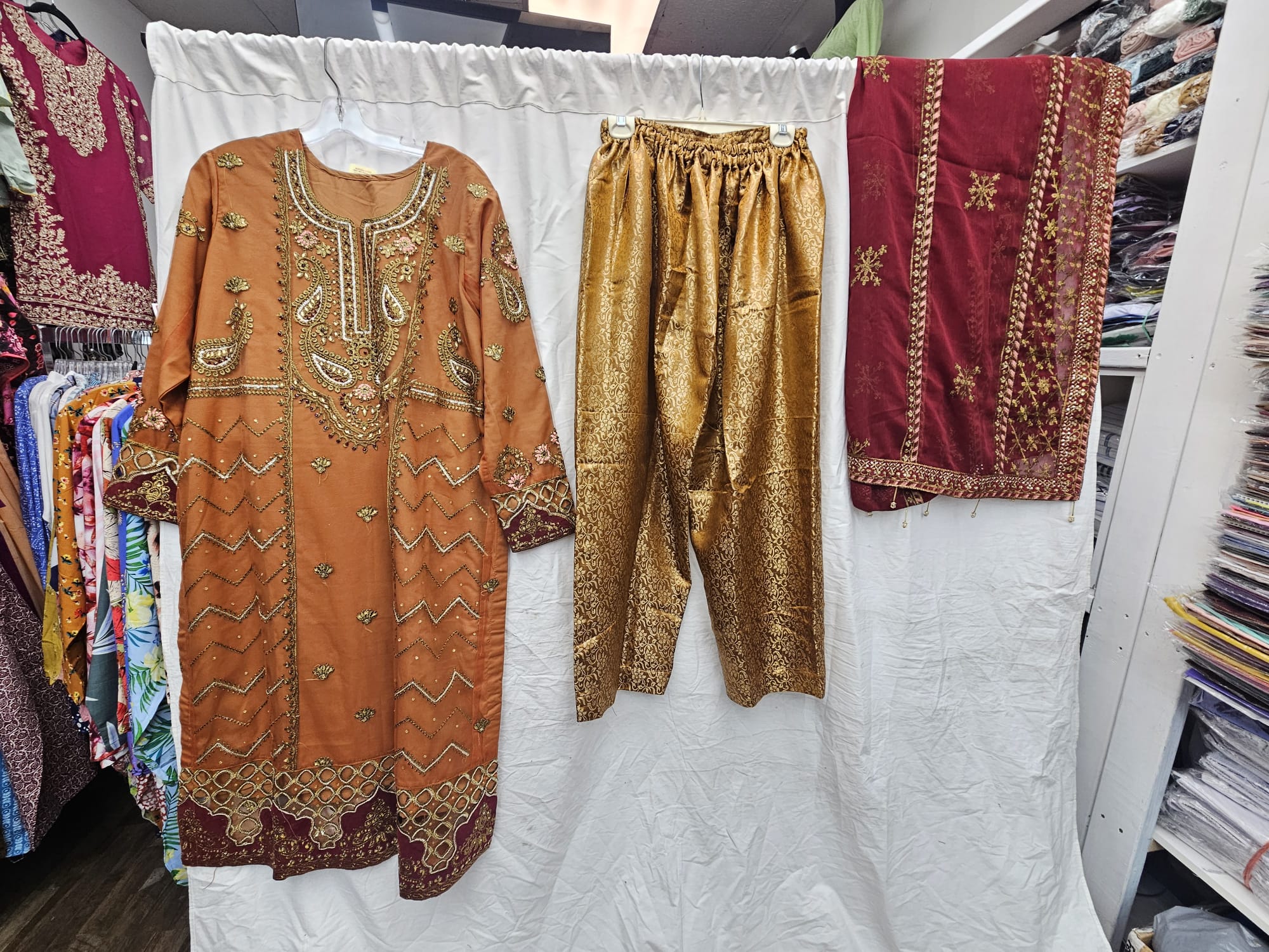 3Pc Chiffon Georgette Suit Frock Style Ready to Wear - Image 3