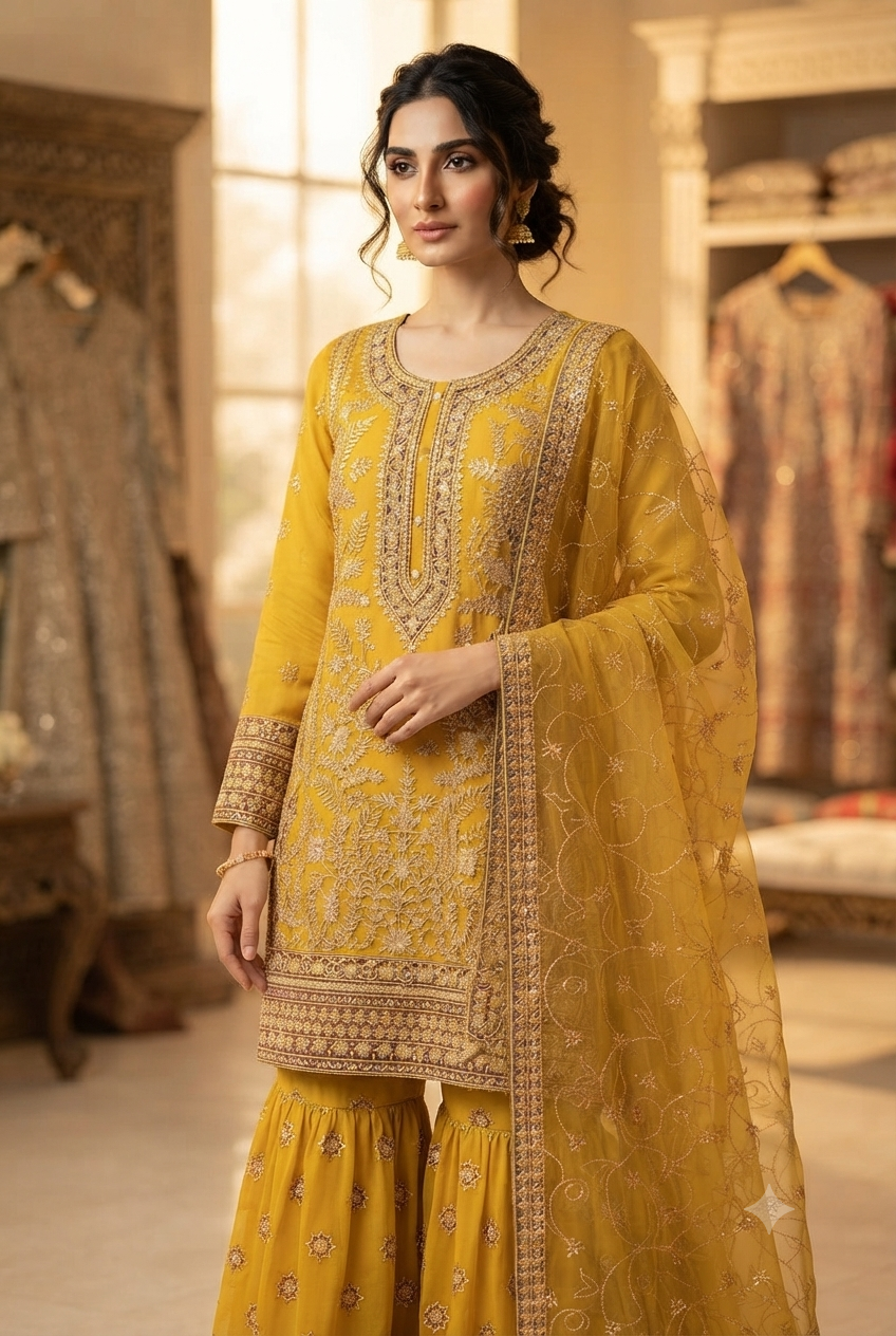 3piece Suit Chiffon Georgette Sequence Work Ready to Wear