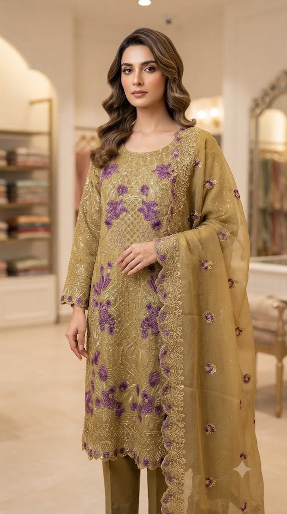 3Pc Chiffon Georgette Suit Ready to Wear