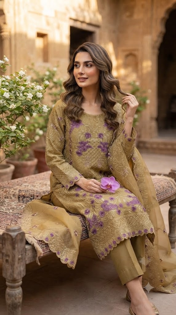 3Pc Chiffon Georgette Suit Ready to Wear - Image 2