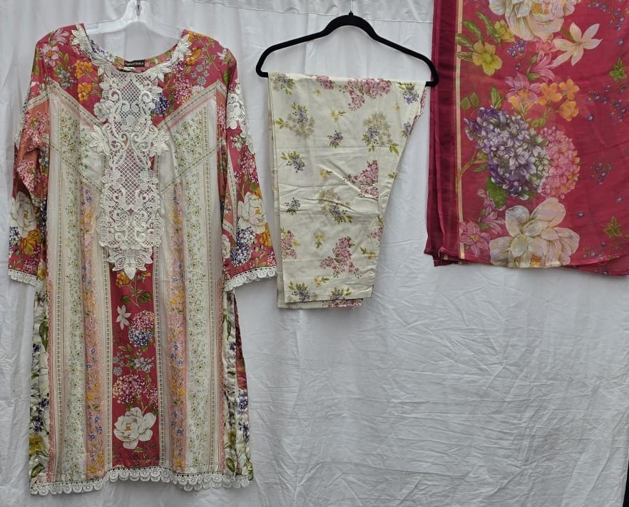 3Pc Maria B Lawn Embroidered Suit | Ready to Wear - Image 3