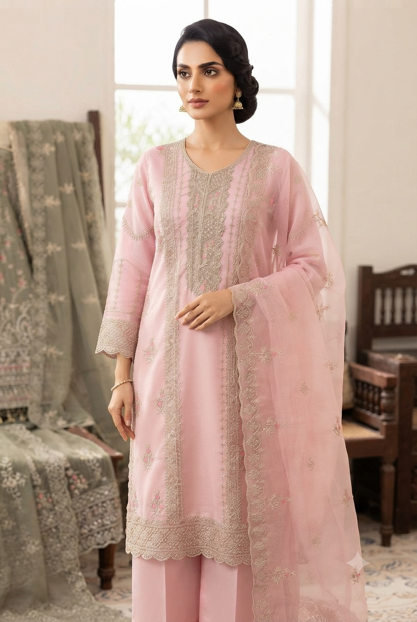 3Pc Chiffon Georgette Suit Ready to Wear
