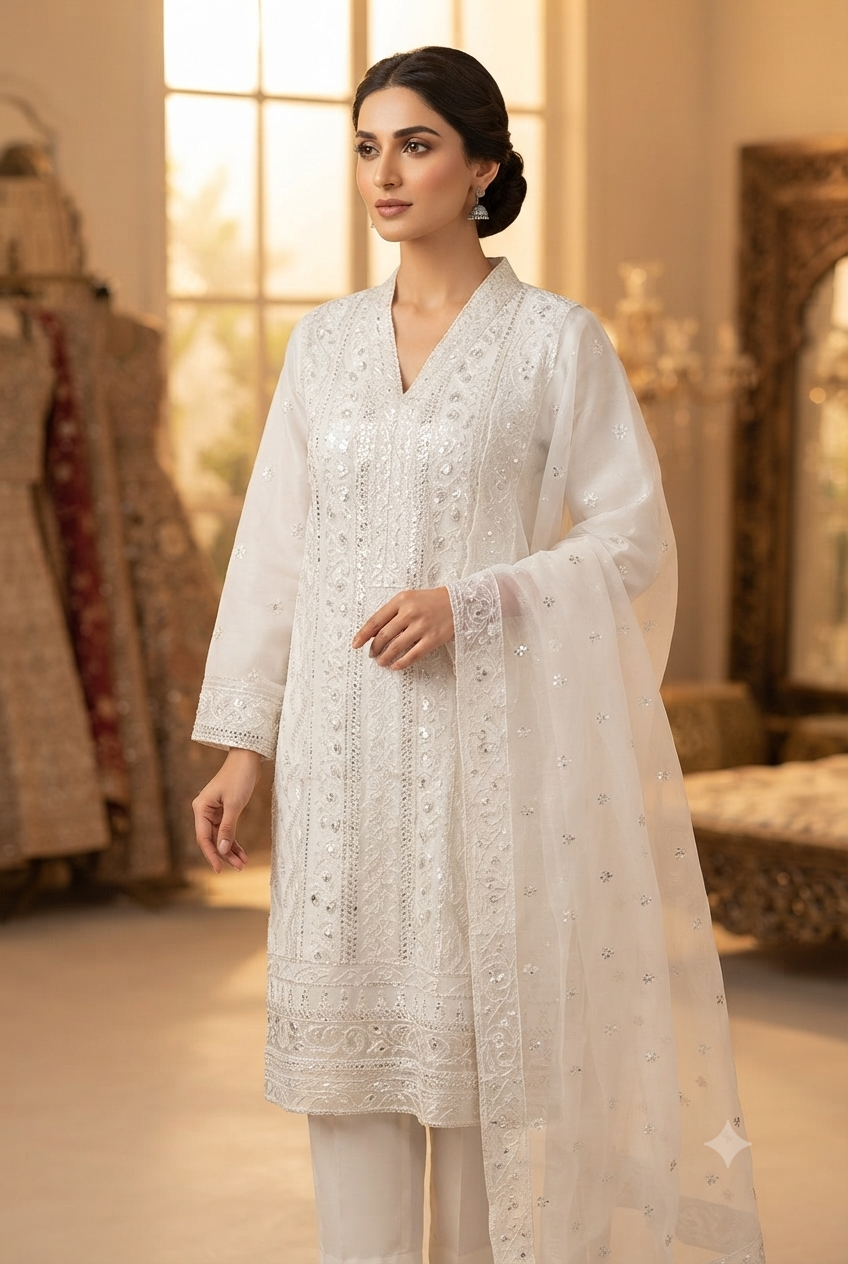 3Pc Chiffon Georgette Suit Ready to Wear