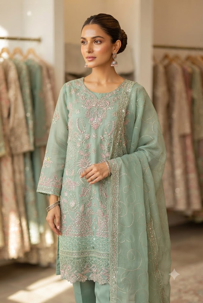 3Pc Chiffon Georgette Suit | Ready to Wear