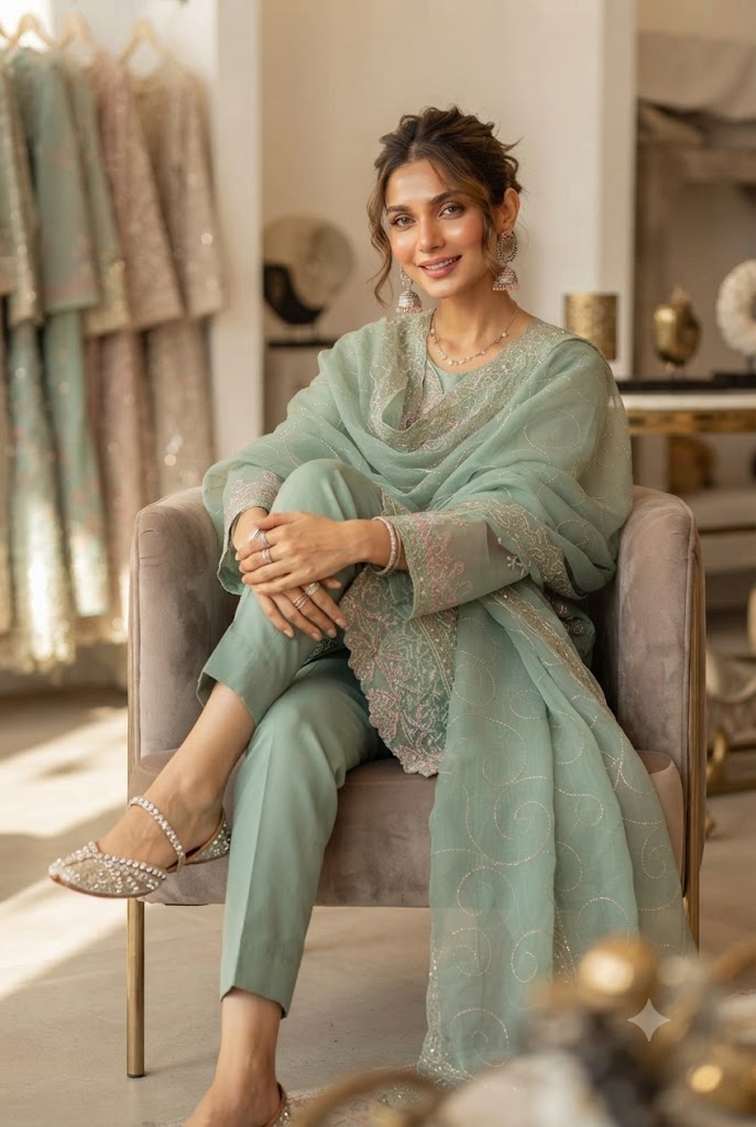3Pc Chiffon Georgette Suit | Ready to Wear - Image 2
