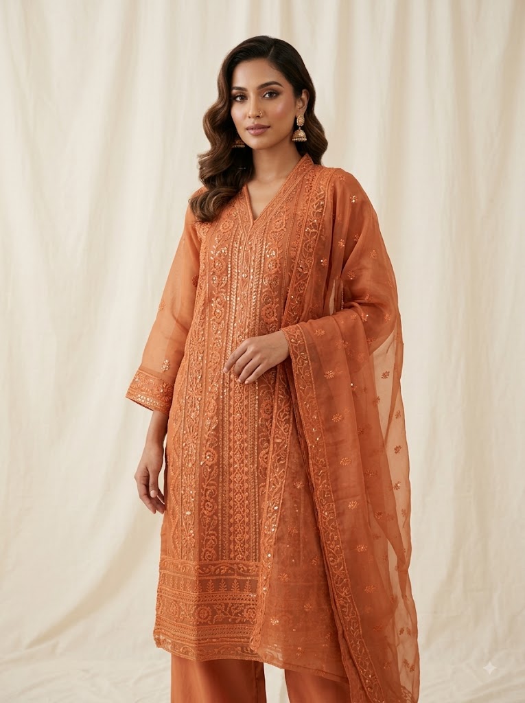 3Pc Chiffon Georgette Suit | Ready to Wear