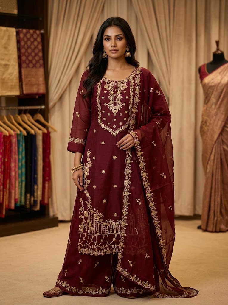 3Pc Chiffon Georgette Suit | Ready to Wear