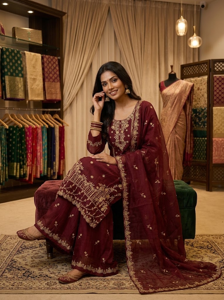 3Pc Chiffon Georgette Suit | Ready to Wear - Image 2
