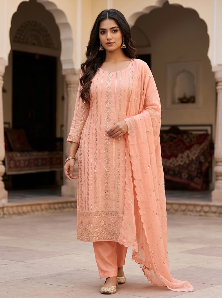 3Pc Chiffon Georgette Suit | Ready to Wear