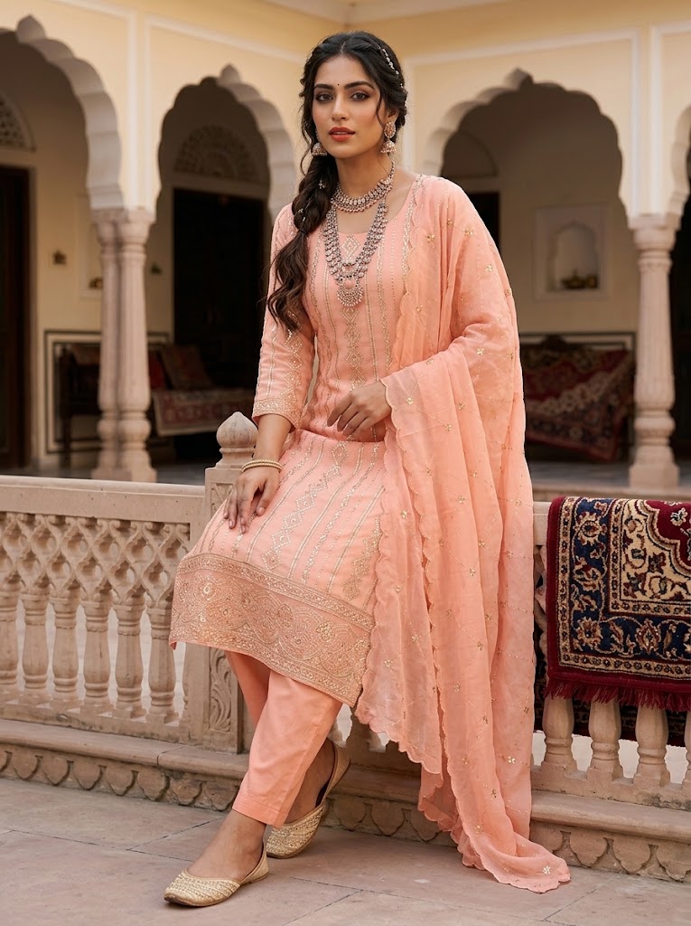3Pc Chiffon Georgette Suit | Ready to Wear - Image 2