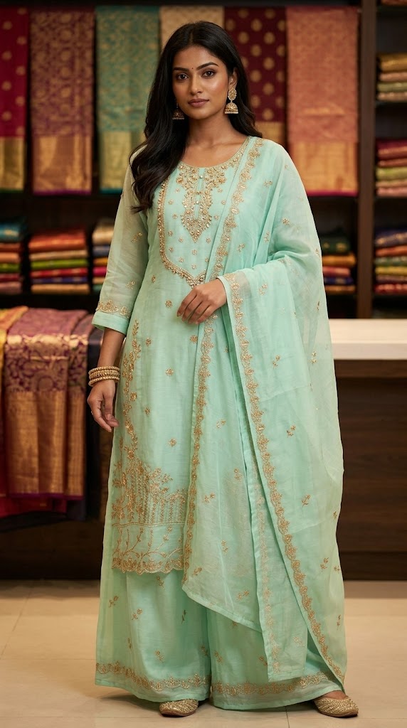 3Pc Chiffon Georgette Suit | Ready to Wear