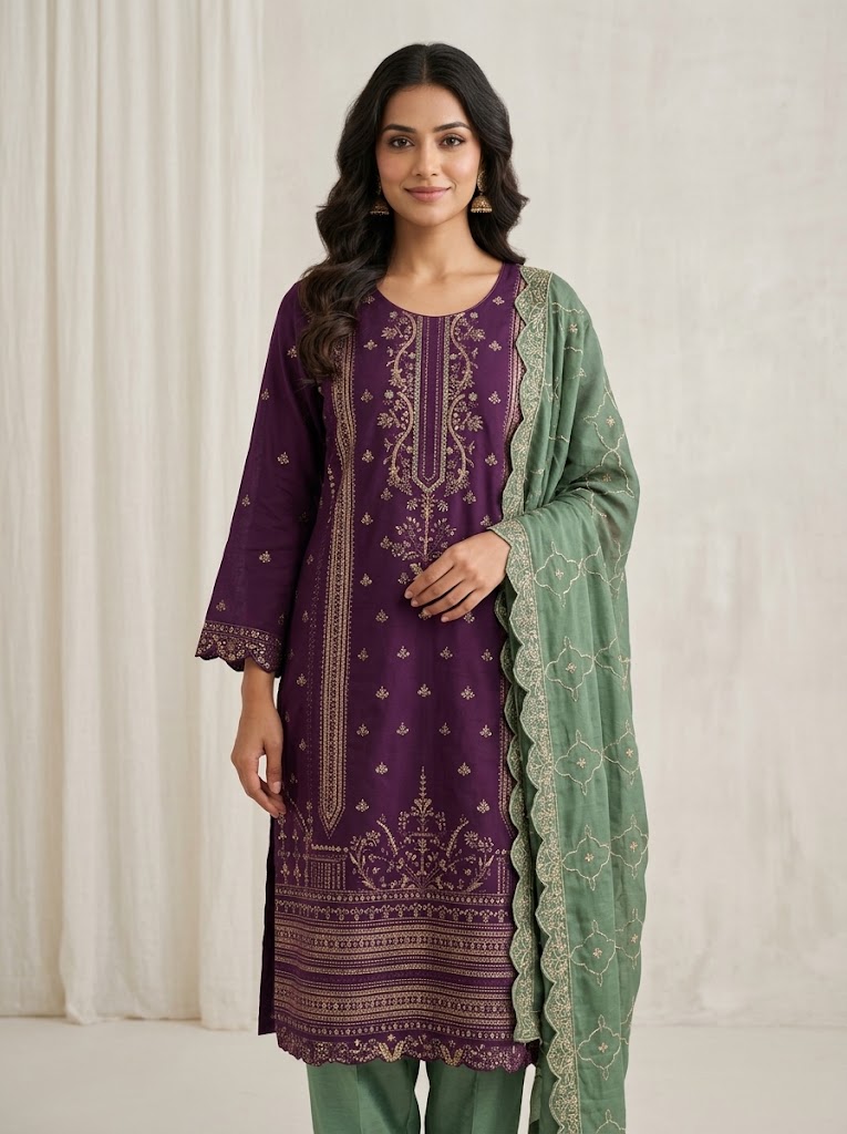 3Pc Chiffon Georgette Suit | Ready to Wear