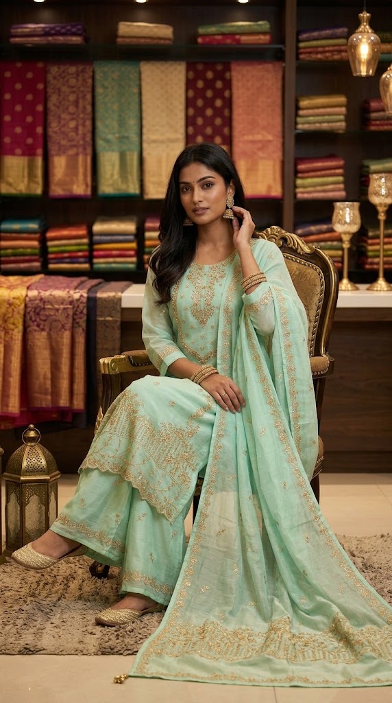 3Pc Chiffon Georgette Suit | Ready to Wear - Image 2