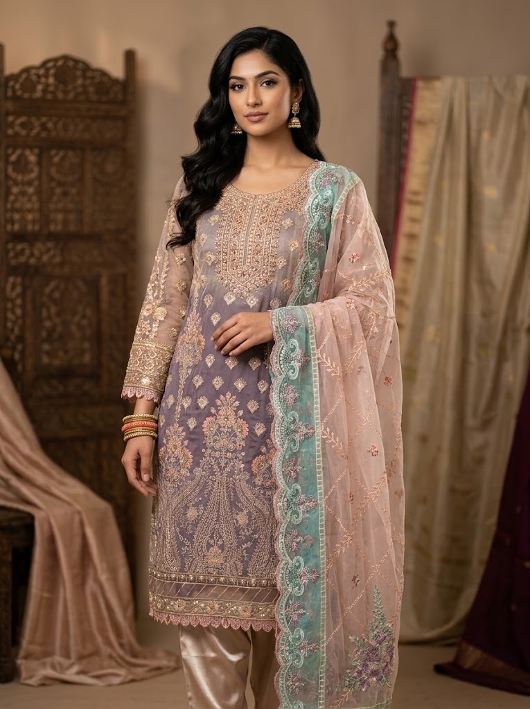 3Pc Chiffon Georgette Suit | Ready to Wear