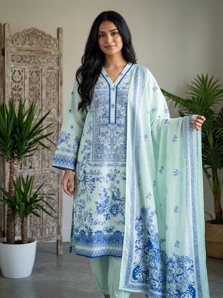 3Pc Embroidered Lawn Suit | Ready to Wear