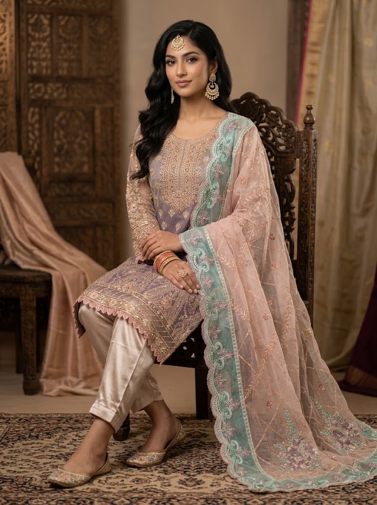 3Pc Chiffon Georgette Suit | Ready to Wear - Image 2