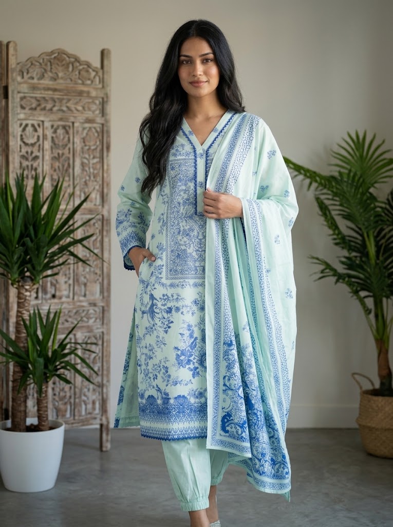 3Pc Embroidered Lawn Suit | Ready to Wear - Image 2