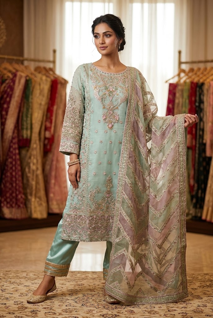 3Pc Chiffon Georgette Suit | Ready to Wear