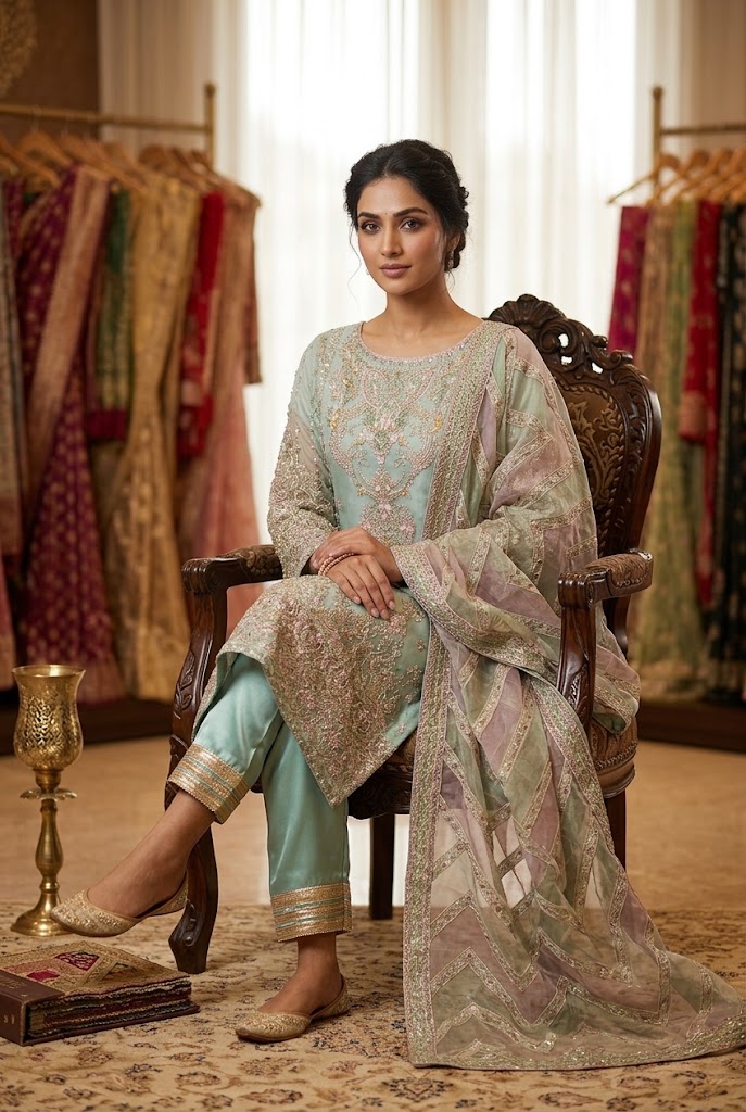 3Pc Chiffon Georgette Suit | Ready to Wear - Image 2