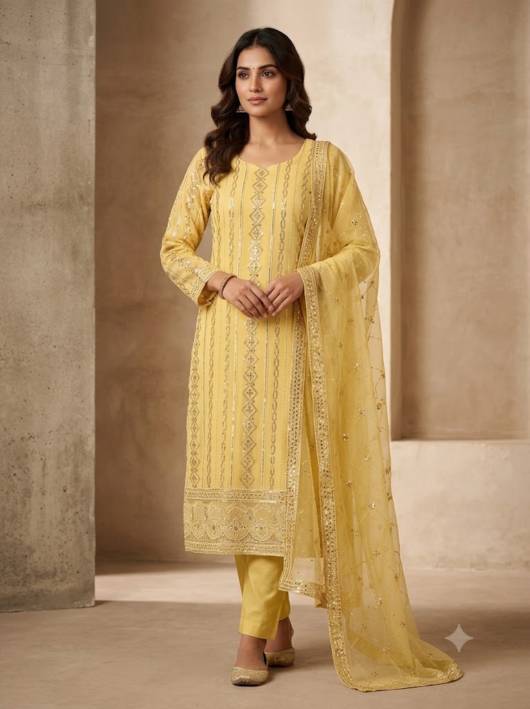 3Pc Chiffon Georgette Suit | Ready to Wear