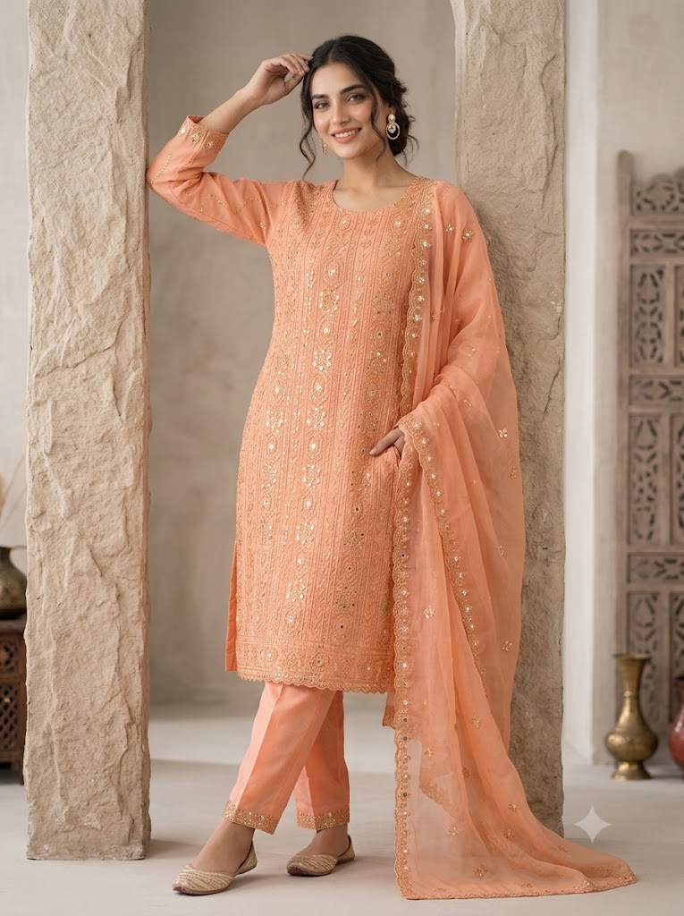 3Pc Chiffon Georgette Suit | Ready to Wear - Image 2