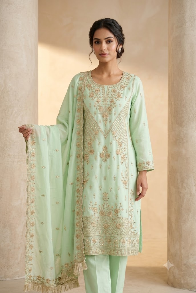 3Pc Chiffon Georgette Suit | Ready to Wear