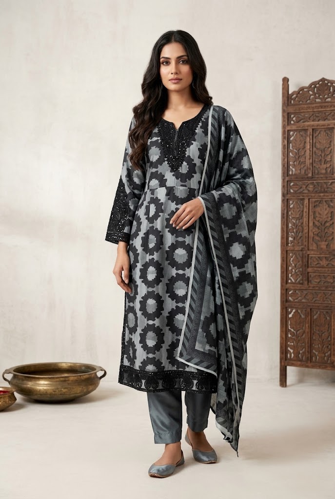 3Pc Chiffon Georgette Suit | Ready to Wear