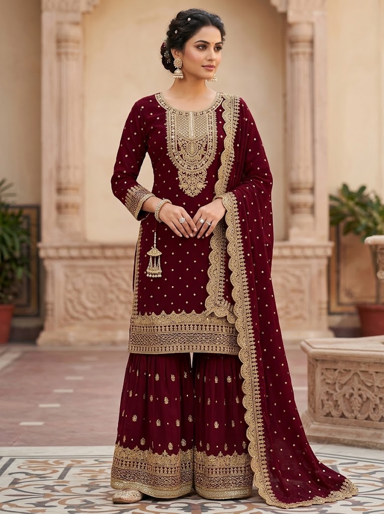 3Pc Bridal Chiffon Georgette Suit | Ready to Wear