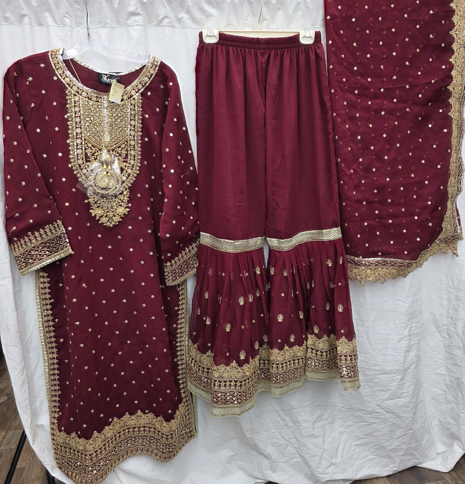 3Pc Bridal Chiffon Georgette Suit | Ready to Wear - Image 3