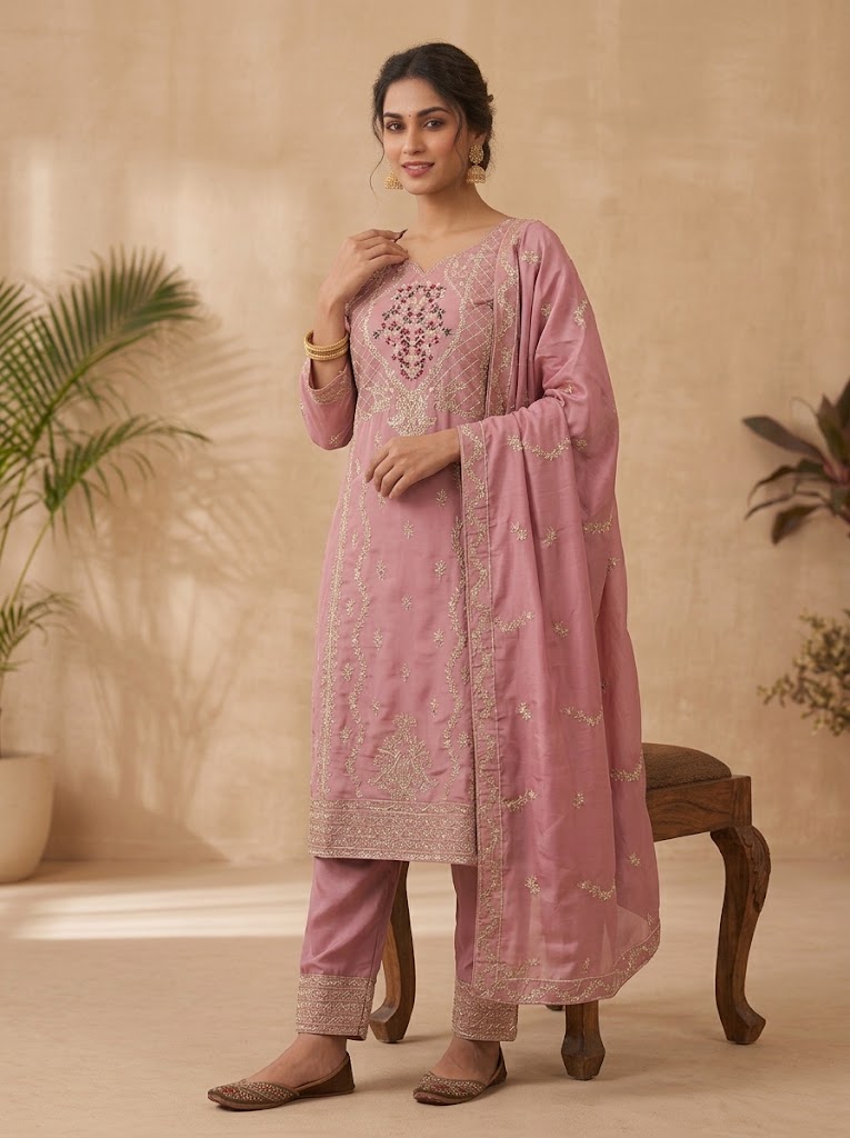 3Pc Chiffon Georgette Suit | Ready to Wear