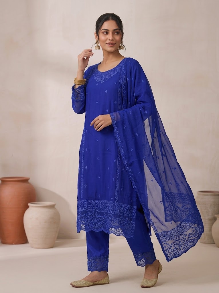 3Pc Chiffon Georgette Suit | Ready to Wear